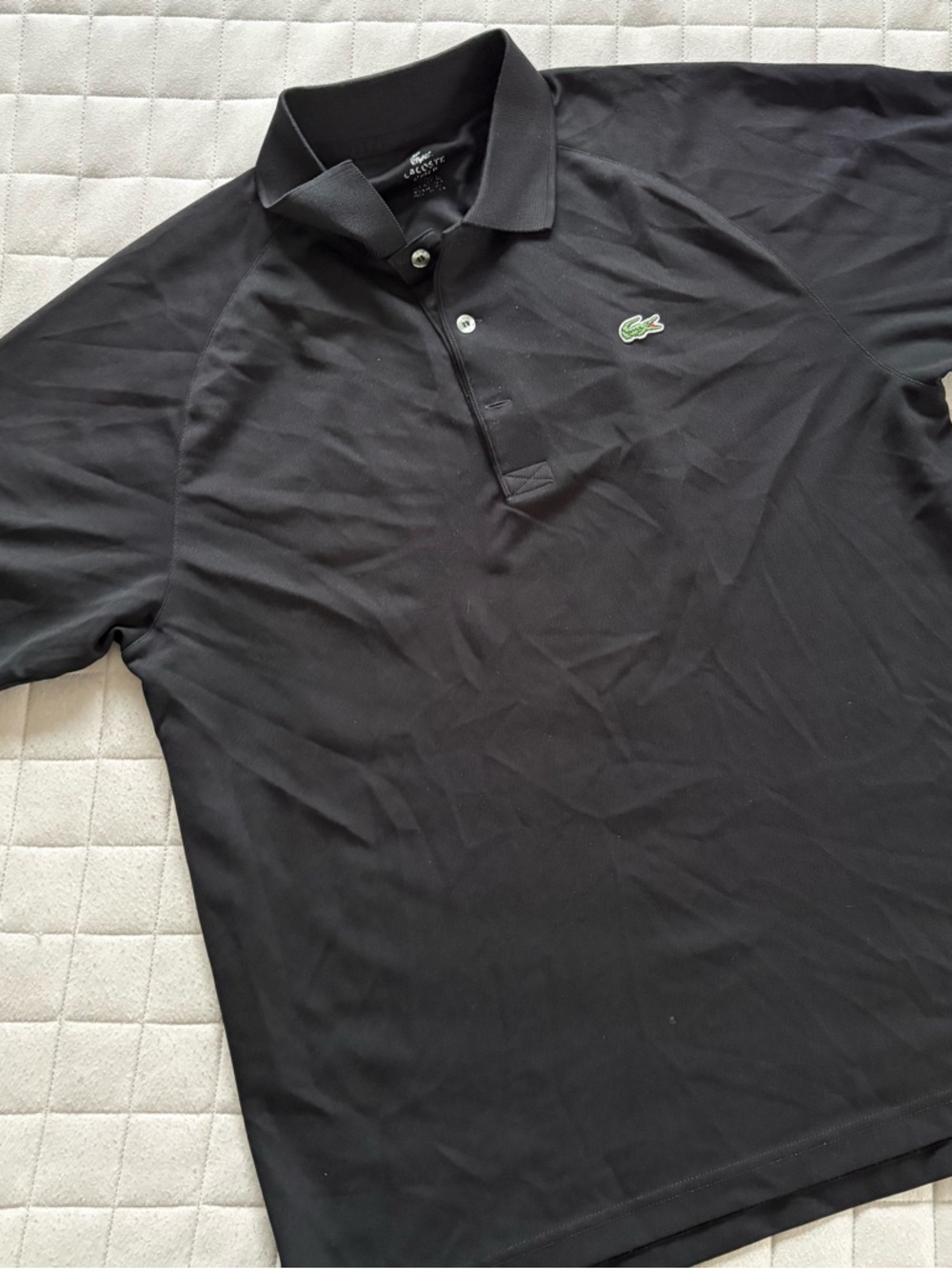 Lacoste Men’s Black Polo with Green Logo - Large